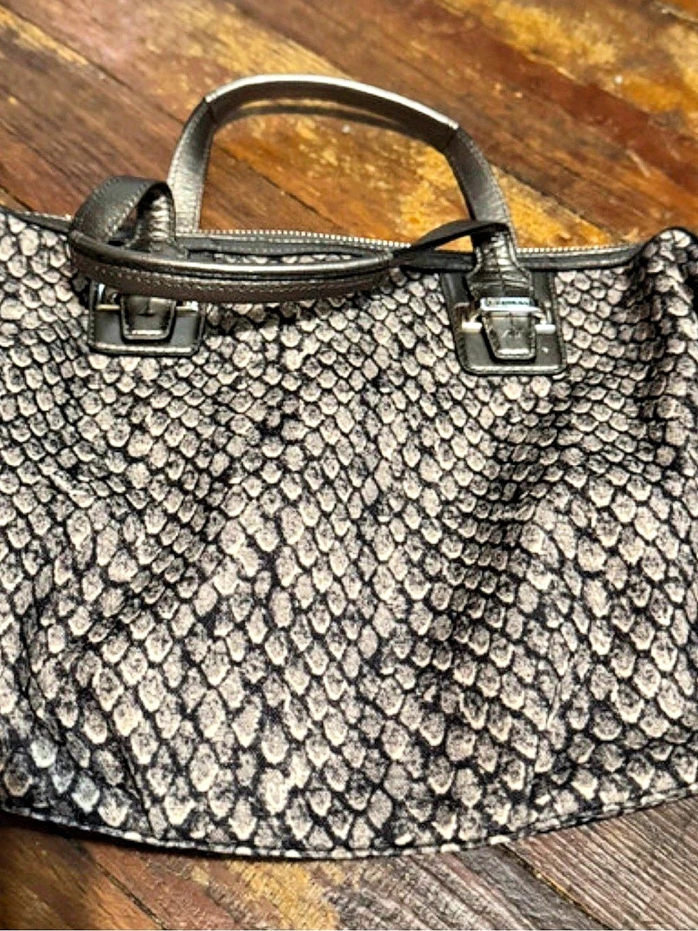 Coach Legacy Snakeskin Tote Bag Gray & Black